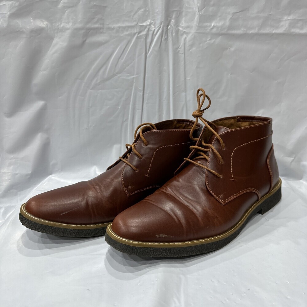 Deer Stags Bangor Boots Mens US 10.5 Redwood Leather Lace Up Ankle Chukka EBS984